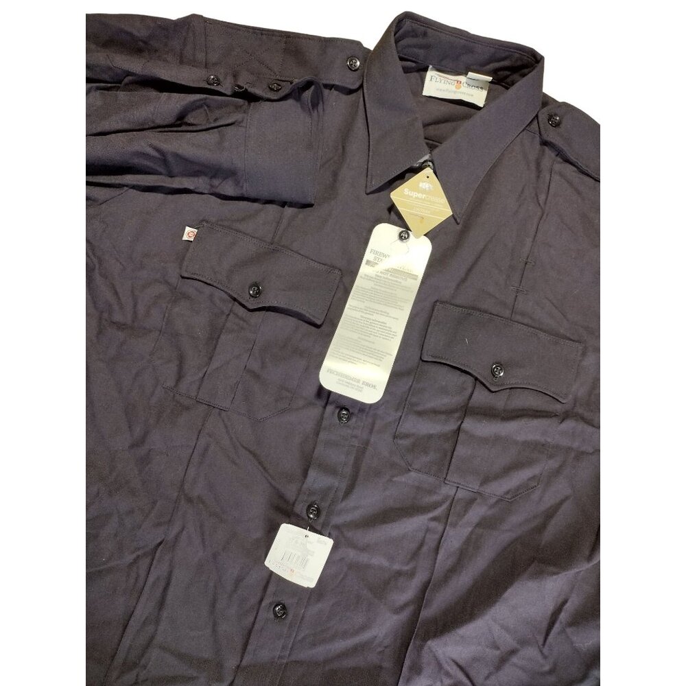 Flying Cross Cross Men's  FR Short Sleeve Station Shirt Black Size‎ 17.5/35